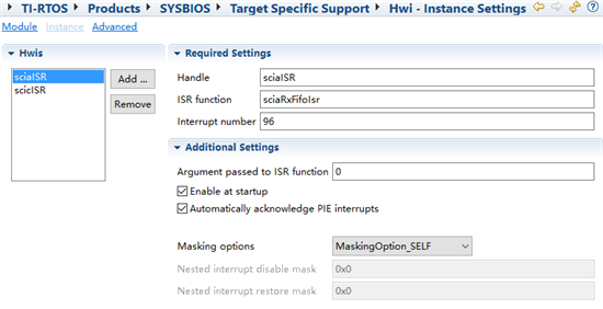 28335 打算使用sys/bios SCIfifo中断接收数据，但一直没有办法进入中断服务函数，程序很简单，可能是哪里没有注意到，调试很久了没有结果，求帮忙解答-TI中文支持网