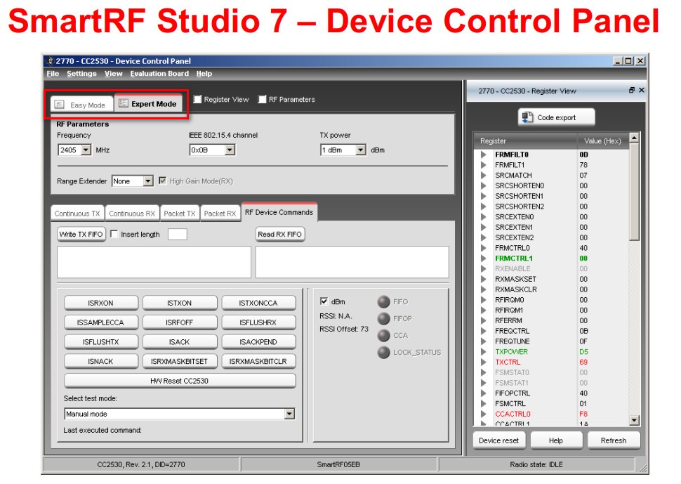 用SmartRF Studio 7测试BLE性能，没有专家模式(Expert Mode) - 蓝牙论坛 - Bluetooth - E2E™ 设计支持