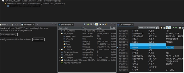 TMS320F28335: Debug後出現Break At Address "0x3ff9fa" With No Debug ...