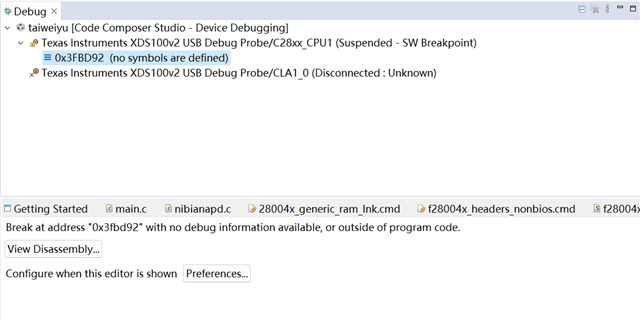 TMS320F280049C: Debug成功之后无法resume - C2000™︎ 微控制器论坛 - C2000 微控制器 - E2E™ 设计支持